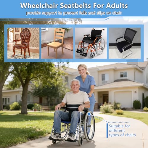 Image of Wheelchair Seatbelt,Wheelchair Harness for Adults,T-Shape Chair Waist Lap Strap with Easy Release Buckles,Suitable for Dementia Patients,Adults,The Elderly,Pregnant,Paralyzed(Black)