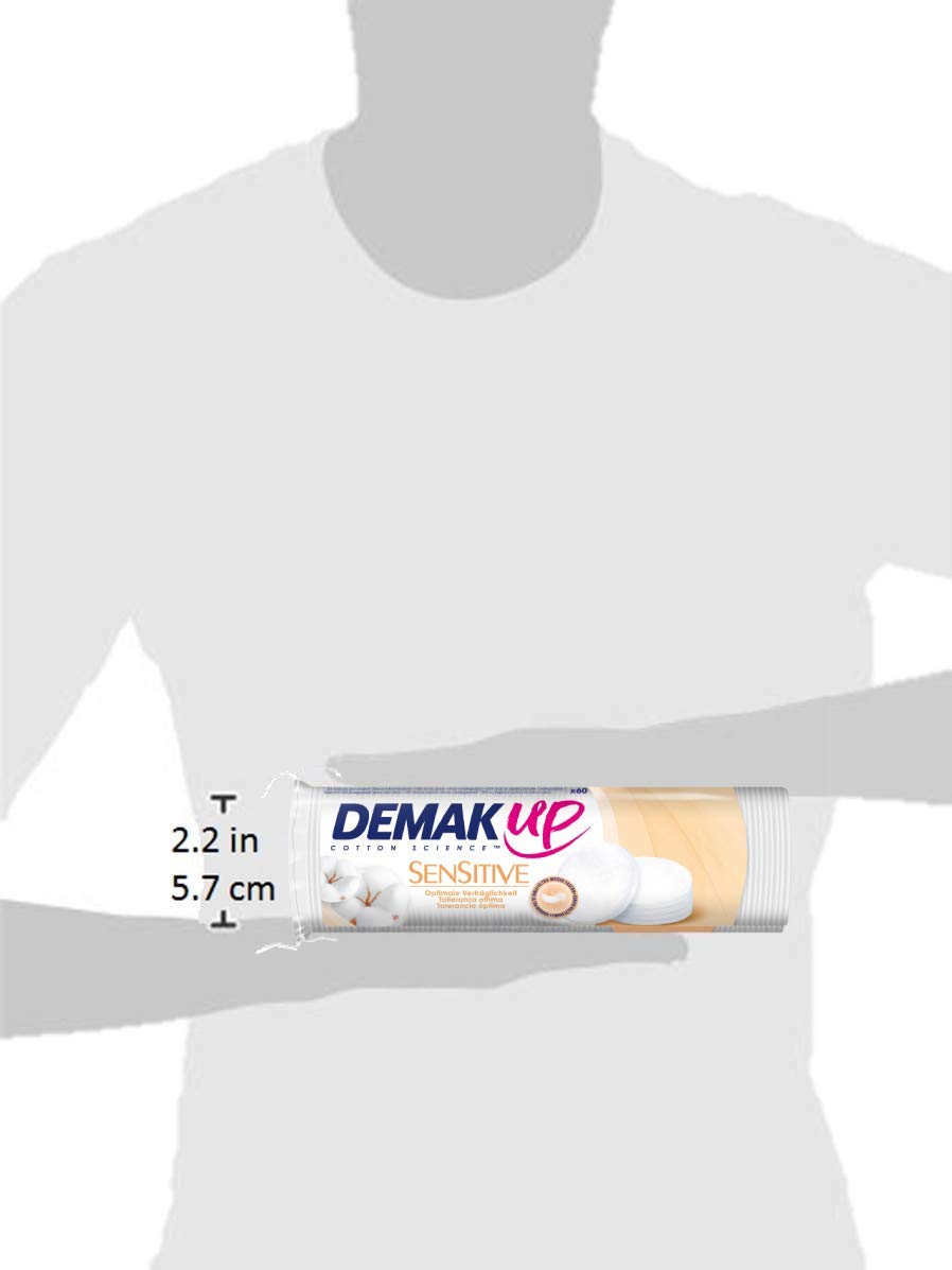 Demak'Up Sensitive - Cuscinetti struccanti rotondi per pelli sensibili, confezione da 60 pezzi