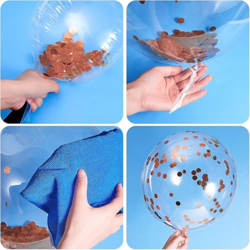 Image of Wanna Party 5 Pieces 24 Inch Jumbo Bubble Confetti Bobo Balloons Including Gold Confetti for Wedding Birthday Anniversary Christmas Decorations (Rose Gold)