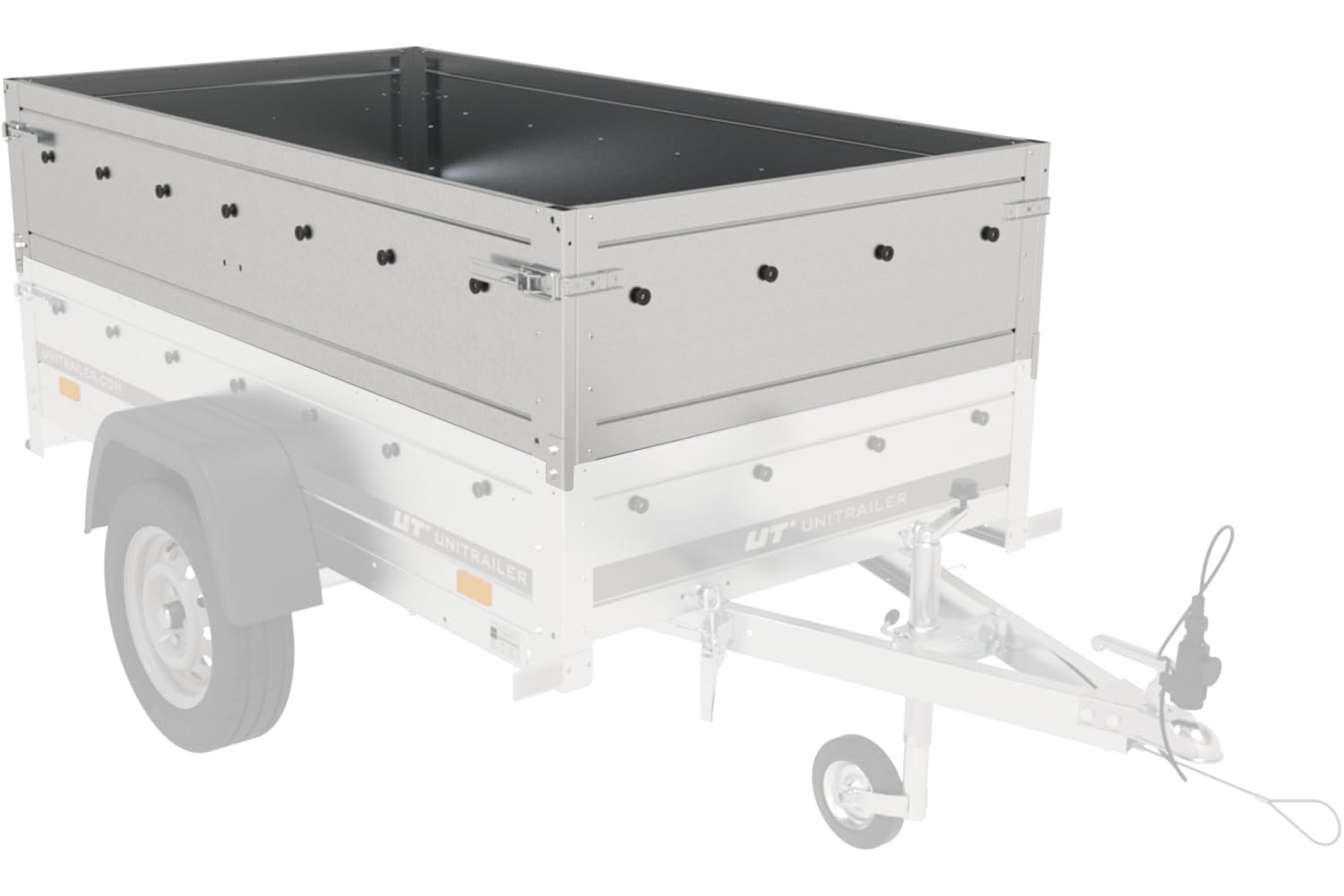 UNITRAILER Sovrasponde Garden Trailer 201 da 2000x1250x400 mm, Sponde Aggiuntive in Acciaio Zincato per Rimorchio, Altezza 40 cm per Aumentare Lo Spazio di Carico con Viti di Montaggio