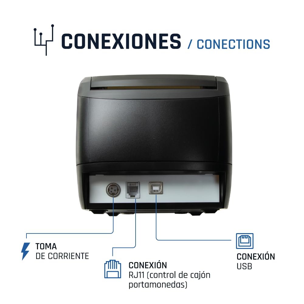 iggual Stampante termica per biglietti TP Easy 80- USB+RJ11, rotolo termico 80 mm, velocità 230mm/s, Windows,Linux, macOS. SDK :Windows Android, iOS,Emulazione ESC/POS. (14,5 x 18,9 x 14).
