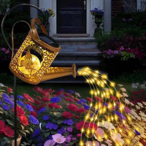 BomKra Solar Watering Can Light Outdoor Garden, Solar Fairy Watering Can Lights, LED Metal Garden Light Waterproof, for Patio Porch Yard Pathway, Gardening Gifts for Women (Style B) 5 BomKra Solar Watering Can Light Outdoor Garden, Solar Fairy Watering Can Lights, LED Metal Garden Light Waterproof, for Patio Porch Yard Pathway, Gardening Gifts for Women (Style B) - Image 5