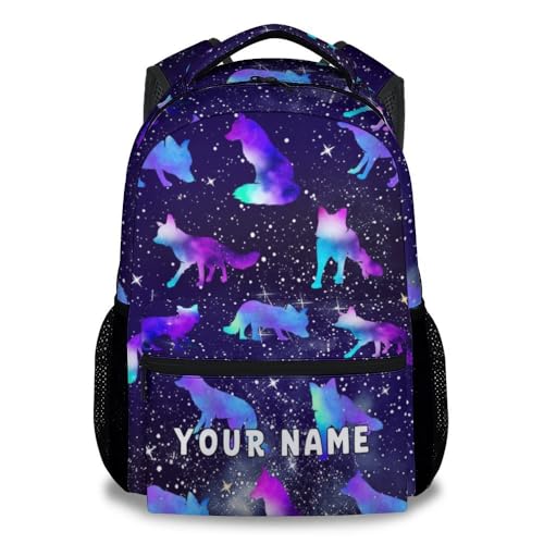 Personalized Wolf Backpack for Kids, 17 Inch Colorful Backpacks for Primary School, Cool Durable Bookbag for Teens
