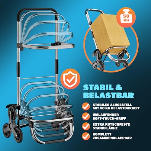 MONZANA® 3in1 Einkaufstrolley 56L bis 50 kg klappbar abnehmbare Tasche 6 Rollen Tragegurt...