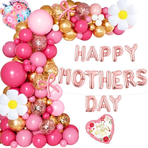 Happy Mothers Day Balloon Garland Arch Kit Pink White Gold Balloons Best Mom Ever Decorations Mothers Day Party Favors for Mothers Day Party Supplies