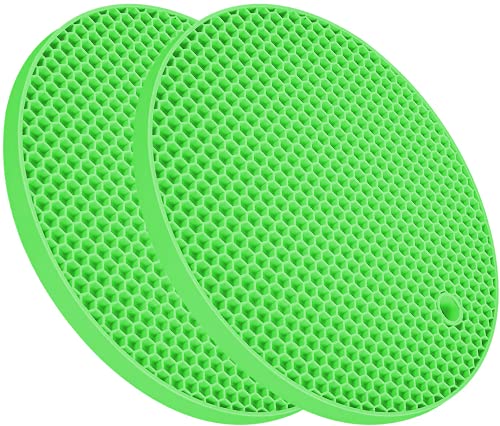 Image of Countertop Protector Heat Resistant Trivets for Hot Pots and Pans - Non-Slip Insulated Heat Pads for Kitchen Counter Green Pack of 2
