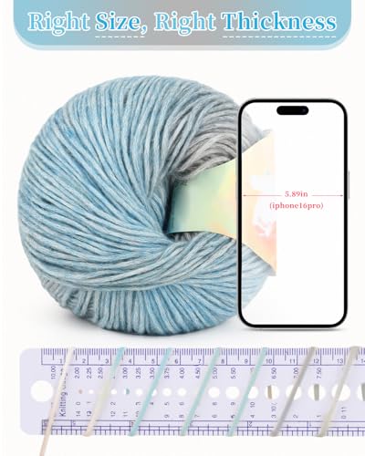 Image of Coopay Yarn for Crocheting Knitting, Gradient Cake Yarns, 2 x 3.53oz - 240yds - 50% Cotton 50% Acrylic Ombre Yarns, Crochet Yarn for Blankets, Shawls, Scarves (101 Sea Blue)
