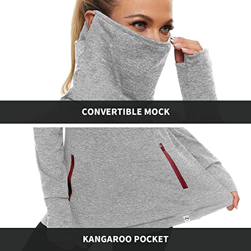 Soneven Women's Running Fleece Sweatshirts Cowl Neck Pullover Long sleeve Shirt with Thumb Holes and Neck Gaiter Face Mask2
