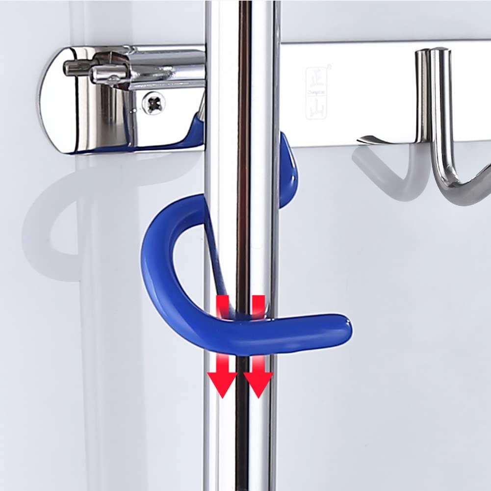 Porta Scopa E Mocio, Telaio in Acciaio Inossidabile 304 A Parete Antiscivolo Resistente all'Usura Gancio Hardware Ciondolo per Garage Giardino Cucina Bagno (Color : Silver-A, Size : 62x9cm)