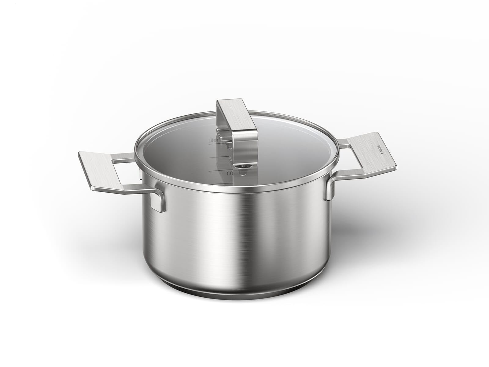 Bosch HEZ9SE060 Topfset, induktionsgeeignet, spülmaschinengeeignet, backofenfest, Literanzeige, 6-teilig, edelstahl