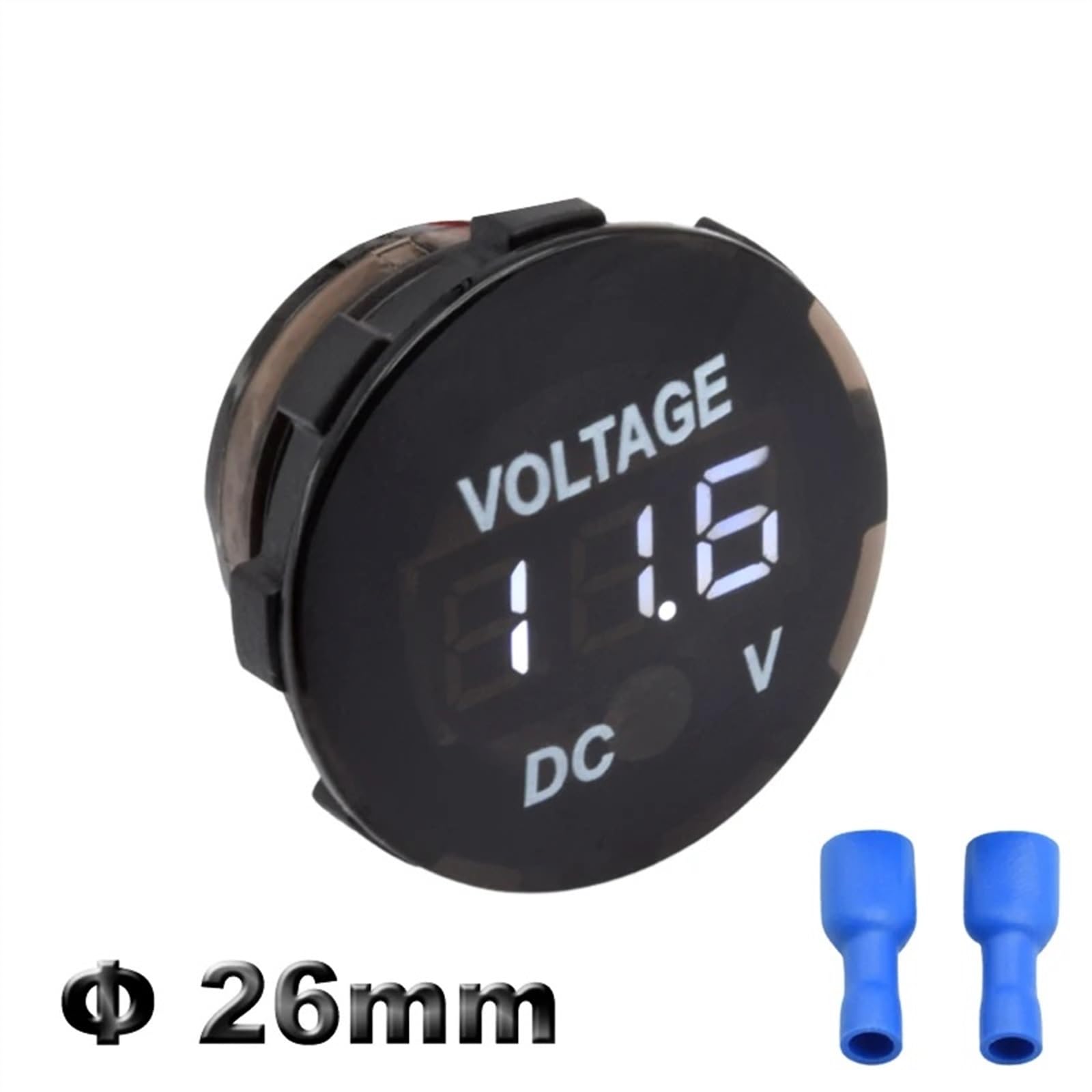 Voltmetro digitale con display a LED, rilevatore di tester di tensione montato su pannello DC 12V 24V (Color : White)