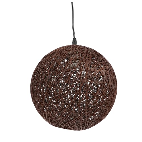 Lustre tissé en rotin naturel 25cm café pour éclairage de salon et bar