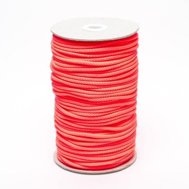 4mm Polyester Cord Soft Strong Drawstring Piping Laces Hoodie Joggers String Lanyard Crafts (Flo Pink, 25 Metres)