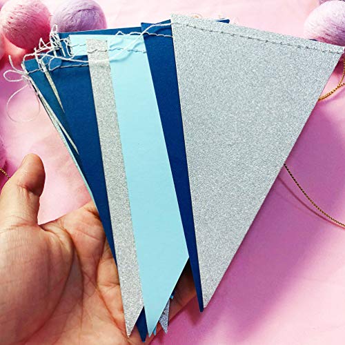 Boys Baby Shower Birthday Party Blue Bunting Pennant Banner Carnival Party Streamers Supplies Flags Banners Decorations #TOP3