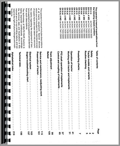 Deutz (Allis) DX6.10 Tractor Operators Manual