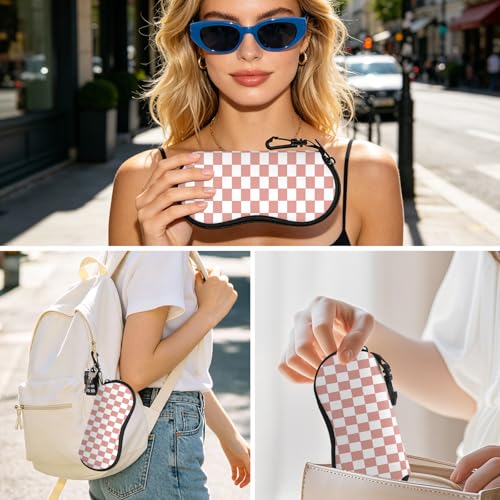 Image of Sunglasses Soft Case, Cute Ultra Light Portable Neoprene Zipper Eyeglass Glasses Case with Belt Clip for Men Women