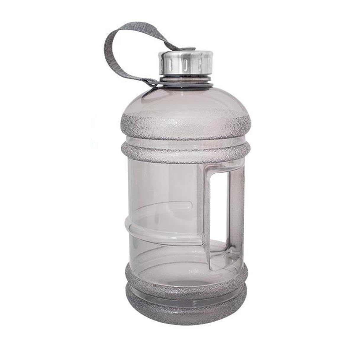 Yöl Black 2.2 Litre Capacity Drinks Water Bottle With Carry Handle Secure Screw On Lid - Gym Sports Travel Hiking Outdoor Large Hydration Reusable Plastic