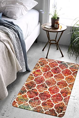 Lahome Moroccan Kitchen Rugs -2X3 Washable Area Rugs Small Throw Entryway Rug Non-Slip Kitchen Mats For Floor，Indoor Door Mats For Entry, Colorful Distressed Rugs For Bedroom（2X3, California Sunset #TOP2