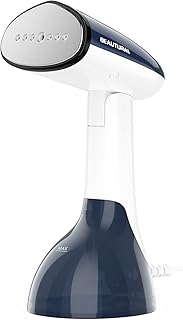 BEAUTURAL Steamer, Dampfglätter, Schnelles Aufheizen, 260ml Wassertank, Auto-Abschaltung, Faltenentferner für Kleidung，Ideal für Zuhause, Büro, Reise，Blau-weiß