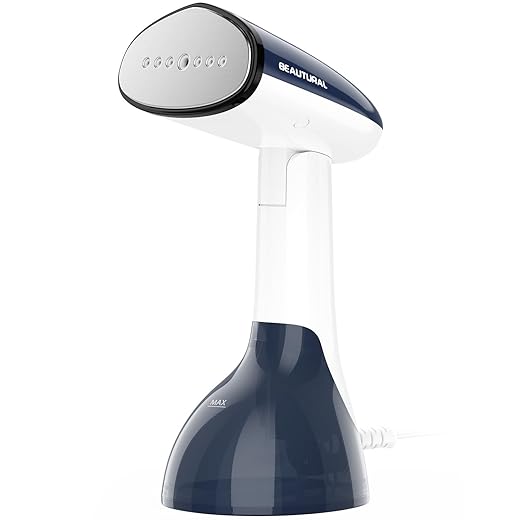 BEAUTURAL Steamer for Clothes, Portable Handheld Garment Fabric Wrinkles Remover, Aluminun Heating Plate, 35-Second Fast Heat-up, Large Detachable Water Tank (Only for 120V)