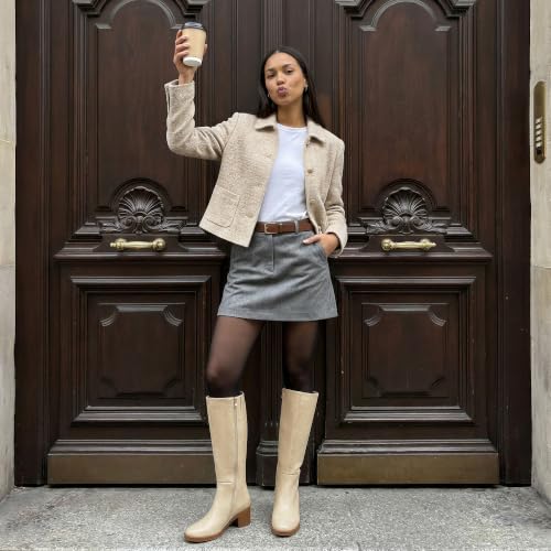 Image of Easyfox Womens Knee High Boots Chunky Low Heel Round Toe Tall Long Boots | Balanced Low Block Heel, Roomy Round Toe, Anti-slip Rubber Outsole, Fashion Heeled Dressy Fall Winter Long Boots for Women