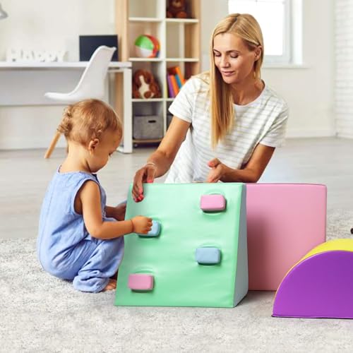 Image of GarveeLife Foam Climbing Blocks for Toddlers, Waterproof Toddler Climbing Toys, Baby Jungle Gym Indoor Lightweight, Easy to Clean Foam Play Gym 5PCS