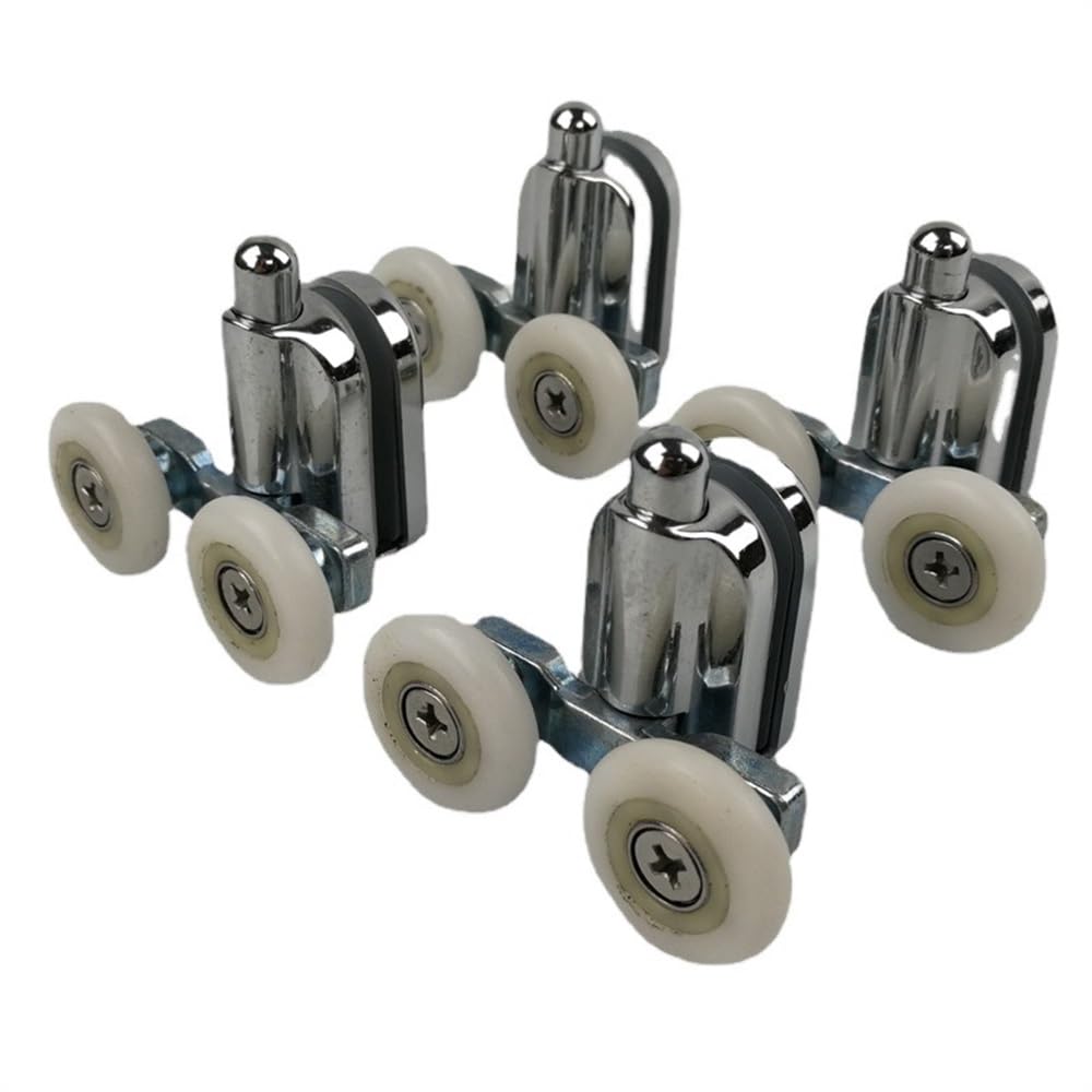 Shower Door Rollers Door Roller/Wheel/Runner Home Bottom Top Shower Rollers/Runners Replacement Double Wheel for Enclosures Cabins(4pcs Lower Part,Diameter 25mm)