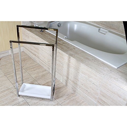 Kingston Brass Scc8261 Pedestal 2-Tier Steel Construction Towel-Rack With Wooden Case, Polished Chrome #TOP1