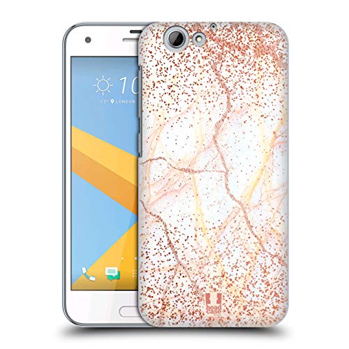 Head Hülle Designs Rose Gold Marmor Glitzer Druecke Ruckseite Hülle für HTC One A9s