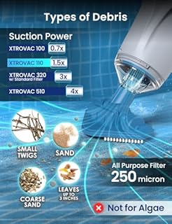 KOKIDO Cordless Handheld Pool Vacuum for Above Ground Pool, with 6ft Pole and 2 Vac Brush Heads, Ideal for Spot Clean Inground Pool Spa Hot Tub up to 20ft, Rechargeable, 60min, Sand and Debris XV110