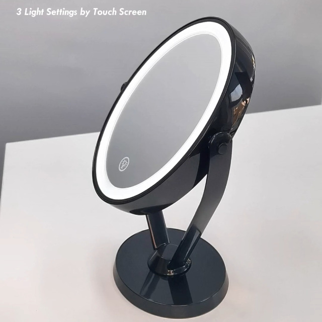 Espejo De Maquillaje LED De Doble Cara Con 30x/1x Aumento, 72 Luces Tricolor, Táctil, Recargable Por USB, Con Pinzas Y Soporte, Para Baño O Tocador