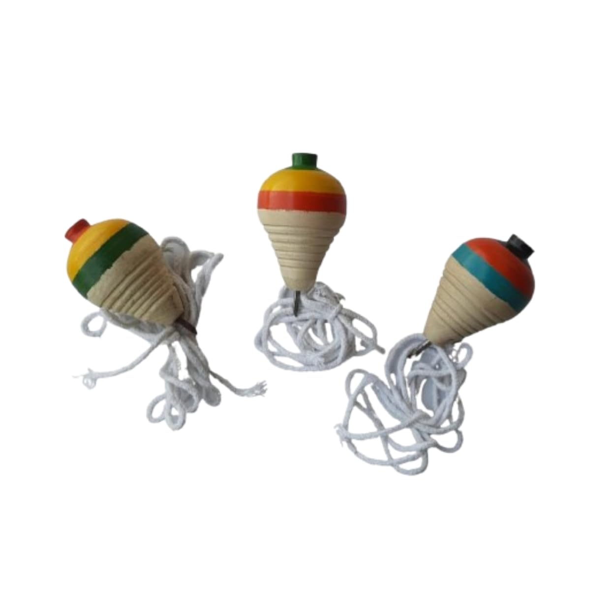 Handmade Wooden Spinning Tops|Fine Motor Skills|Traditional Non Toxic Toy by Indian Artisans|Indoor & Outdoor Sensory Fun Toy|Colourful Gyroscope/Lattu/Buguri/Bongaram/Bhavra|3+ Years|Set of 3