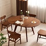 Solid Wood Round Extendable Dining Table, 43″-59″ Expandable Dining Table for 4-8, Oval Extendable Dining Room Table with Hidden Storage, Oval Dining Tables with Leaf, Walnut Round Kitchen Table