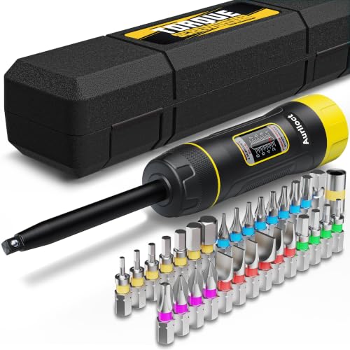 Aurlloct Juego de Destornillador Dinamometrico Largo de 1/4 pulgada, 1-8 Nm, con Puntas S2, para Reparaciones Domésticas y Mantenimiento de Bicicletas, 32 piezas