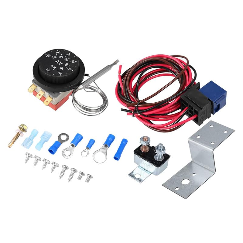 Electric Radiator Fan Thermostat Control Kit with 40A Relay Wiring Harness