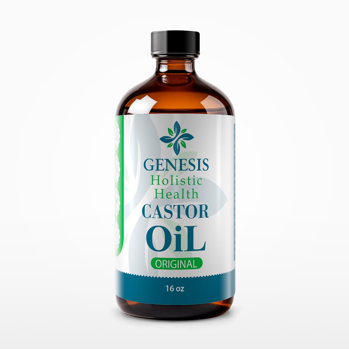 Genesis Holistic Health Organic Castor Oil – 100% Pure, Cold Pressed, Hexane Free – Nourishing Hair & Skin Oil – Eyelash & Eyebrow Growth, Deep Moisturizer – 16 oz Glass Bottle