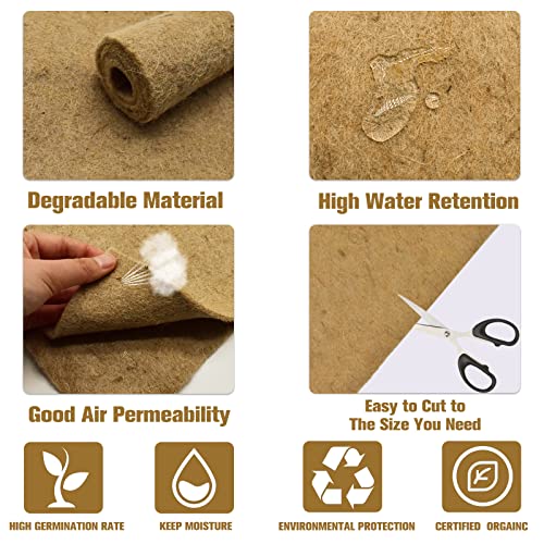 Halatool 5 PCS Jute Plant Hemp Fiber Grow Mat for Microgreens 10" X 20" Hydroponic Grow Pads Sprouting Kit for 1020 Growing Trays Indoor for Microgreens Wheatgrass Sprouts Organic Production