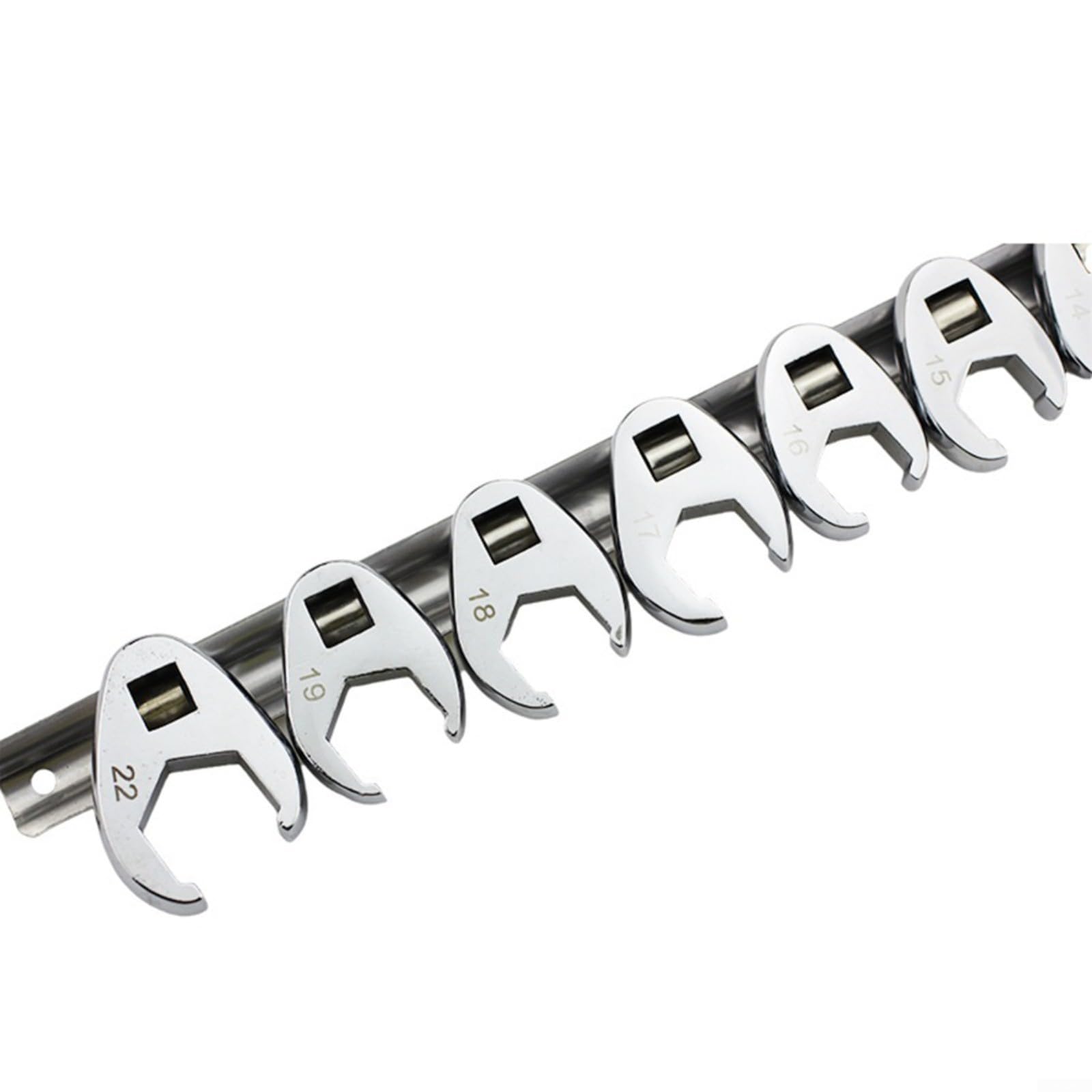 Set di 10 Chiavi Inglesi a forchetta, per lavori di Riparazione Meccanica di autoveicoli, da 10 a 22 mm, Chiave Inglese Aperta con Organizer a Clip.