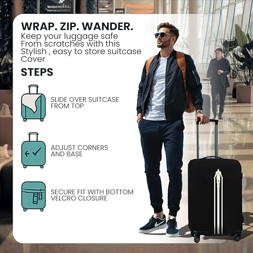 Image of WanderWraps Spendex Polyester Protective Luggage Cover | Hard Luggage Trolley Bag Cover | Washable | Dust Proof | Stretchable | L - 28 inch | Ascendron