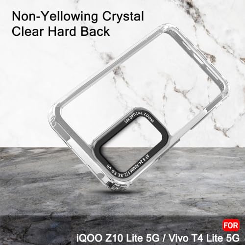 Image of TheGiftKart Hybrid Shockproof Back Cover Case for iQOO Z10 Lite 5G / Vivo T4 Lite 5G | Stylish Camera Border | Electroplated Buttons | Crystal Clear Hard Back Cover Case (TPU & PC, Transparent Bumper)