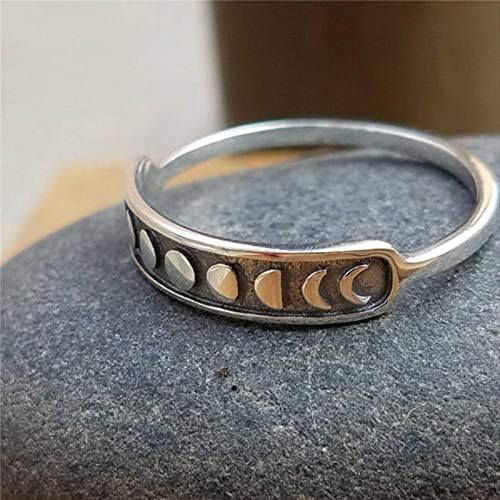 Sterling Silver Rings for Women Vintage Moon Phase Ring S925 Stacking Statement Band Minimalist Finger Ring - Image 5