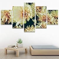 SIGNWIN 5 Panel Canvas Wall Art Yellow Petals for Home Decorations Ready to Hang - 60