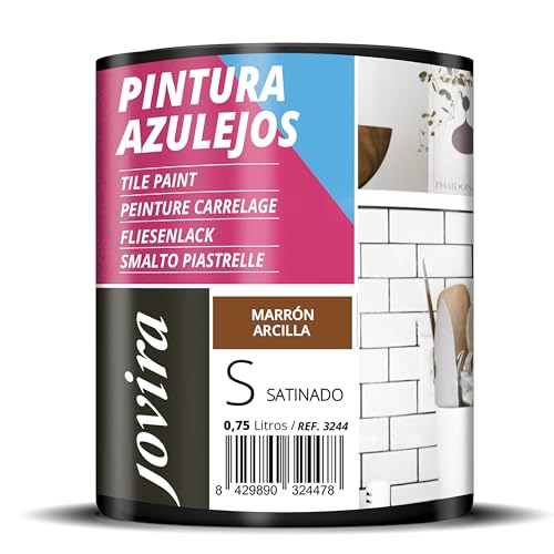 JOVIRA PINTURAS Pintura para Azulejos al Agua, Satinado. Da una imagen nueva a tu cocina y baño. (750 Mililitros, Marrón Arcilla) -T