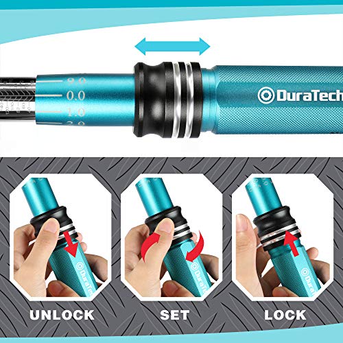 Duratech 1/2-Inch Drive Click Torque Wrench, 30-160 Ft-Lb, With Socket Adapter, Extensions Bar, Storage Case Included #TOP4