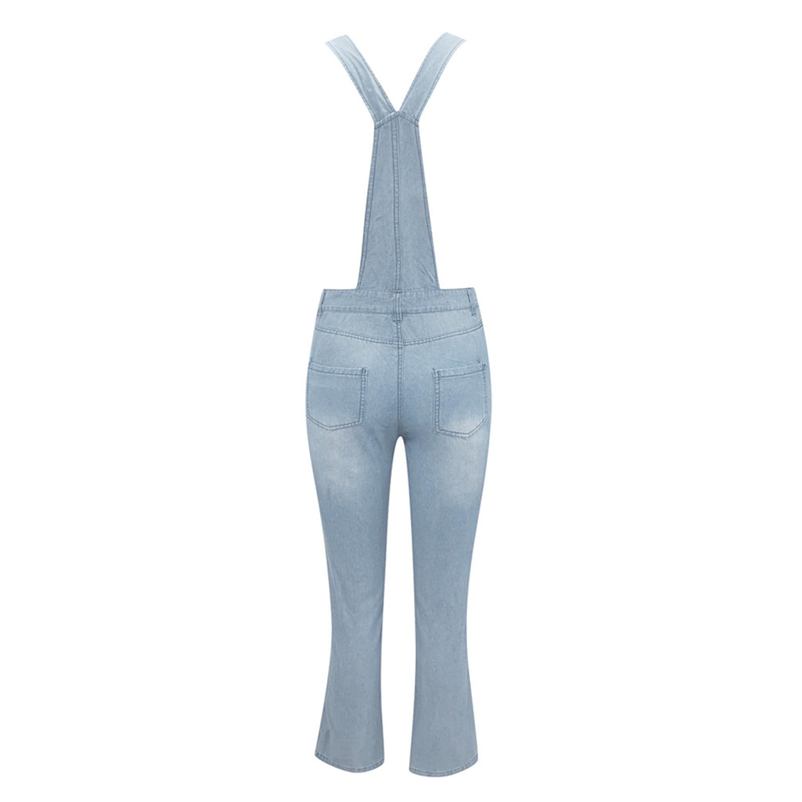 Genérico Peto Mujer Monos Pantalones Trabajo Jumpsuit Casual Ligero Mono Disfraz Vestir Tejanos Invierno Largo Vaquero para Algodón Primavera