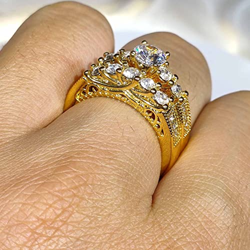 Couple Rings His Her Wedding Ring Sets for Him and Her Matching Rings Gold Plated AAA CZ Ring4