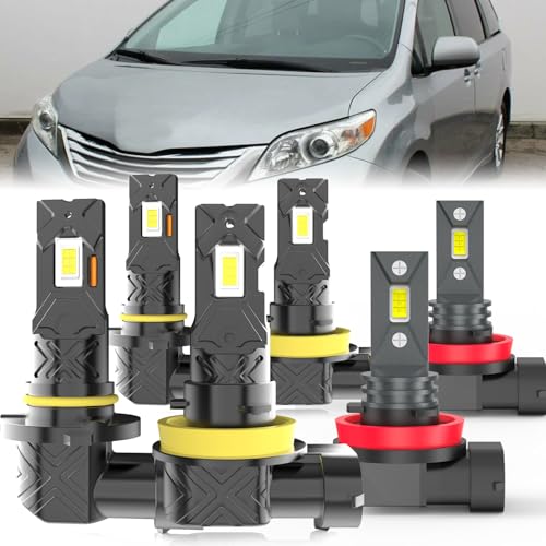 Image of Fit For Toyota Sienna 2011-2022 light Bulbs, High /Low Dual Beam Fog Lights Combo, Plug and Play, 6 PCS
