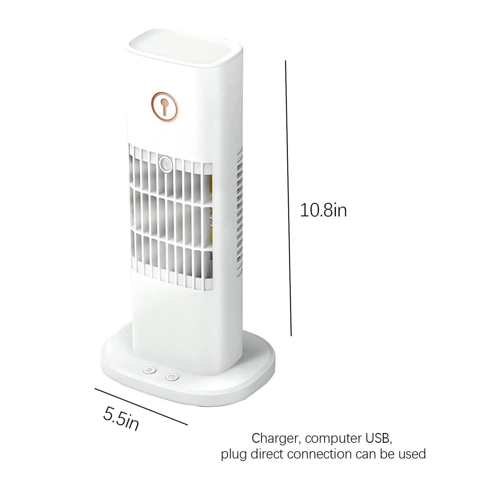 Mini Ventilatore per Aria Condizionata, Ventilatore a Torre, Ventilatore Portatile USB Ricaricabile, con Serbatoio dell'Acqua di Grande capacità da 300 ml, Tre Marce di Sensazione di Vento