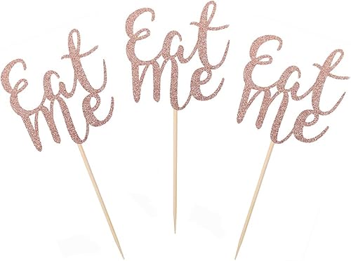 Miniatura 3 de Morndew 24 adornos para cupcakes con purpurina de oro rosa para niños y niñas, fiestas de cumpleaños, bodas, fiestas, baby shower