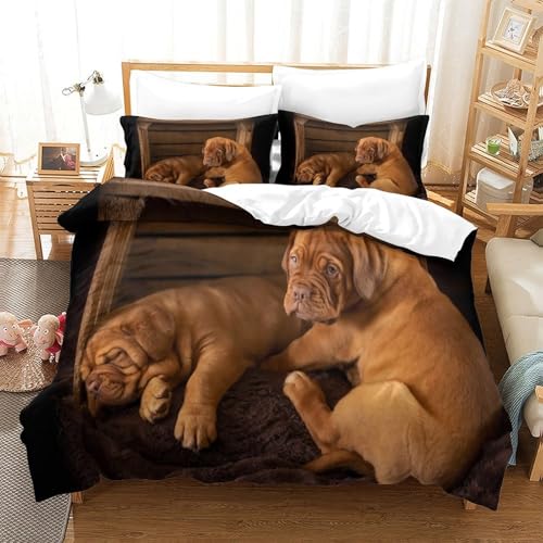 Housse de couette chiot mignon drap de lit double imprimé 3D